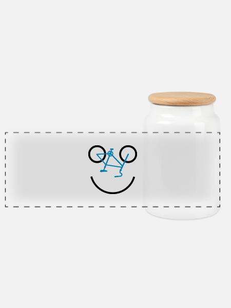 bicycle smiley - Panorama Keksdose mit Holzdeckel - Weiß