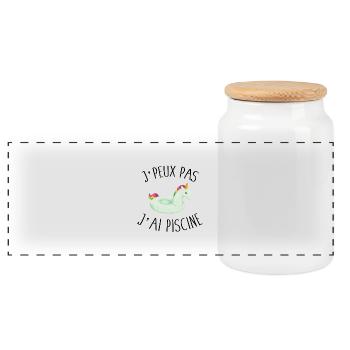 Je peux pas j'ai piscine - Boîte à biscuits avec couvercle en bois - blanc - Devant