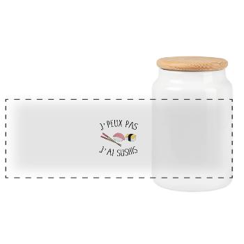 Je peux pas j'ai sushis - Boîte à biscuits avec couvercle en bois - blanc - Devant