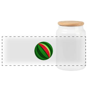 Watermelon - Panoramic Cookie Jar with Wooden Lid - white - Front