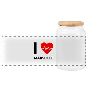 I Love Marseille - Ich liebe Marseille - Panorama Keksdose mit Holzdeckel - Weiß - Vorne
