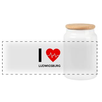 J'aime Ludwigsburg - I Love Ludwigsburg - Boîte à biscuits avec couvercle en bois - blanc - Devant