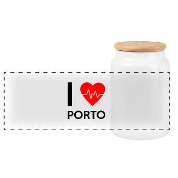 J'aime Porto - J'adore Porto - Boîte à biscuits avec couvercle en bois - blanc - Devant