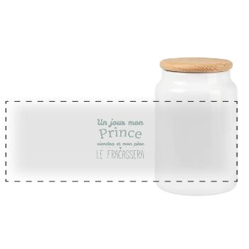Un jour mon prince viendra et mon papa ... - Boîte à biscuits avec couvercle en bois - blanc - Devant