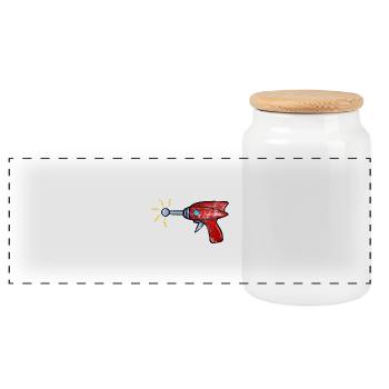Ray Gun - Panoramic Cookie Jar with Wooden Lid - white - Front