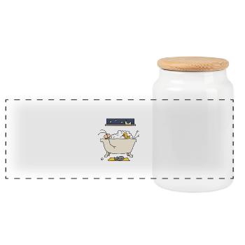 Djenne Bath - Panoramic Cookie Jar with Wooden Lid - white - Front
