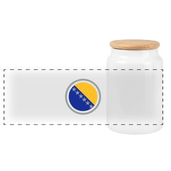 Bosnia Emblem - Panoramic Cookie Jar with Wooden Lid - white - Front