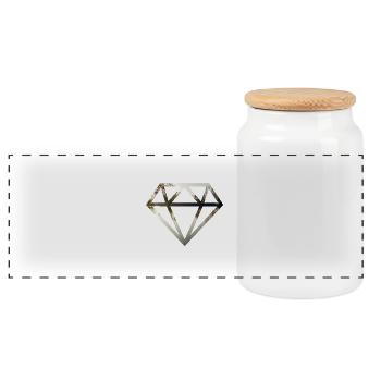 diamond - Panoramic Cookie Jar with Wooden Lid - white - Front