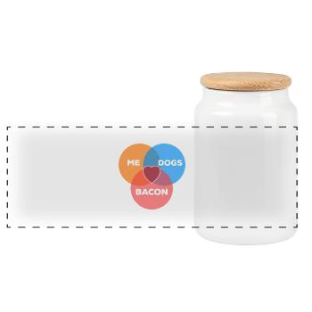 me + dogs + bacon - Panoramic Cookie Jar with Wooden Lid - white - Front