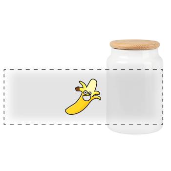 Banane - Panorama Keksdose mit Holzdeckel - Weiß - Vorne