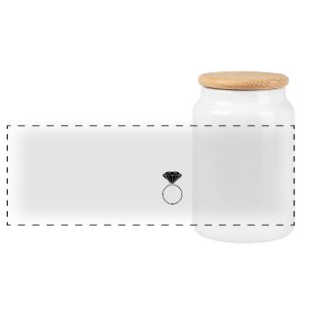 married - Panoramic Cookie Jar with Wooden Lid - white - Front
