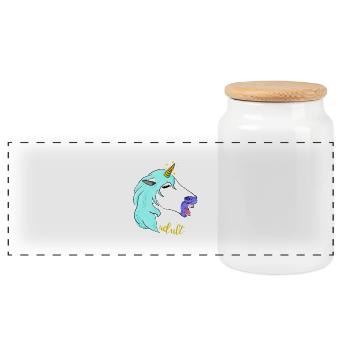 icantadulttoday_einhorn - Panorama Keksdose mit Holzdeckel - Weiß - Vorne