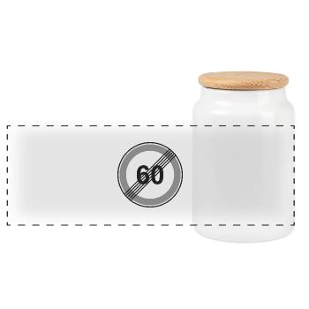 Road Sign 60 restriction - Panoramic Cookie Jar with Wooden Lid - white - Front