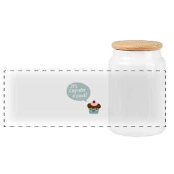 Cupcake - Panorama Keksdose mit Holzdeckel - Weiß - Vorne