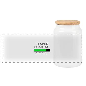 diaper loading - Panoramic Cookie Jar with Wooden Lid - white - Front