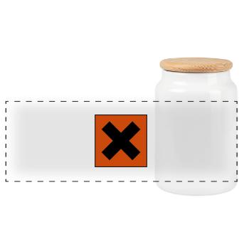 symbole de danger irritant - Boîte à biscuits avec couvercle en bois - blanc - Devant