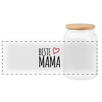 Beste Mama - Panorama Keksdose mit Holzdeckel - Weiß - Vorne