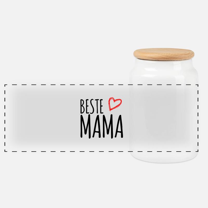 Beste Mama - Panorama Keksdose mit Holzdeckel - Weiß