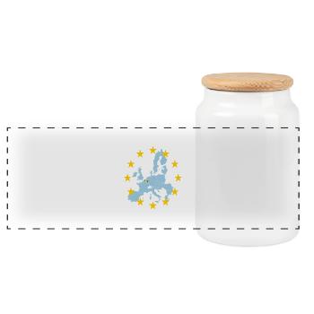 EU Belgium (EU Belgium) - Panoramic Cookie Jar with Wooden Lid - white - Front