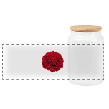 Oeillet rouge - Boîte à biscuits avec couvercle en bois - blanc - Devant