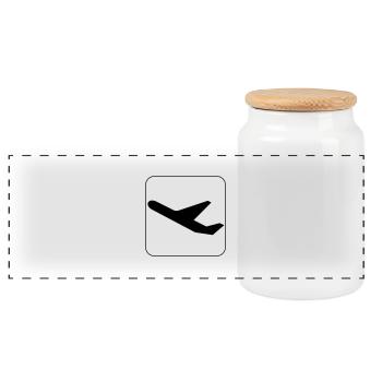 Symbol Abflug - Start - Departure - Panorama Keksdose mit Holzdeckel - Weiß - Vorne