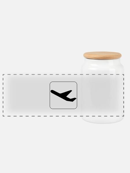 Symbol Abflug - Start - Departure - Panorama Keksdose mit Holzdeckel - Weiß