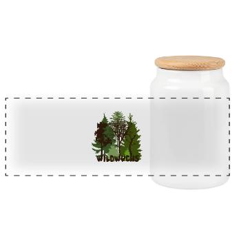 Wald Natur Baum Bäume Wild wildwuchs - Panorama Keksdose mit Holzdeckel - Weiß - Vorne
