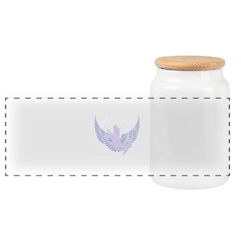 Isle of Skye Winged Isle Design - Panoramic Cookie Jar with Wooden Lid - white - Front