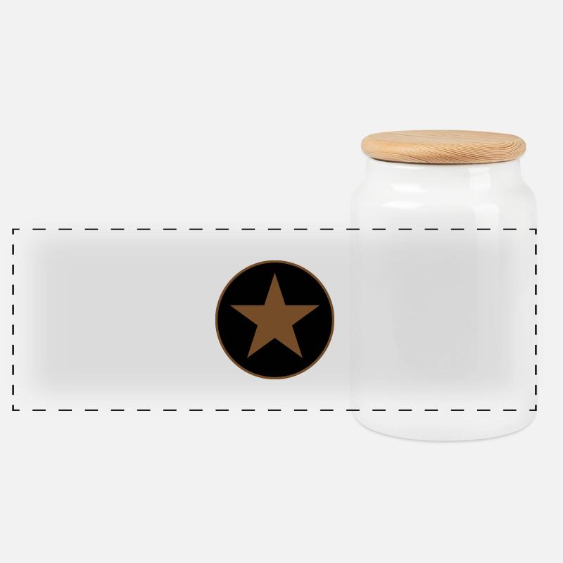 little star - Panoramic Cookie Jar with Wooden Lid - white