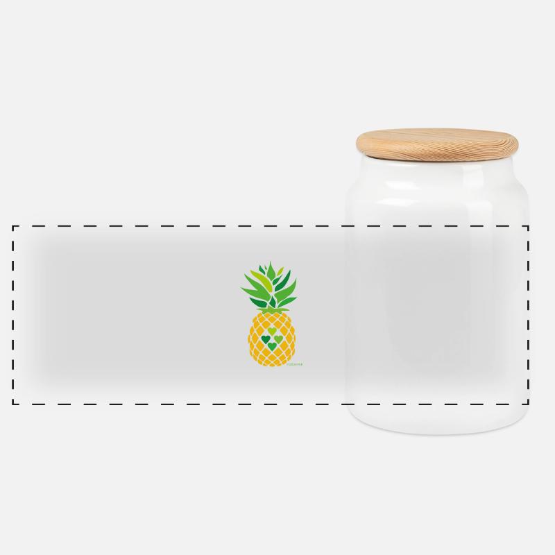 Liebe Ananas - Panorama Keksdose mit Holzdeckel - Weiß