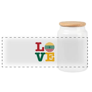 LITHUANIA HEART - Panoramic Cookie Jar with Wooden Lid - white - Front