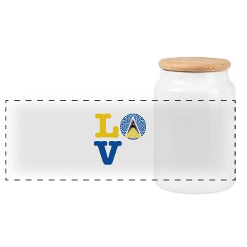 Saint Lucia St. Lucia Love HERZ Mandala - Panorama Keksdose mit Holzdeckel - Weiß - Vorne