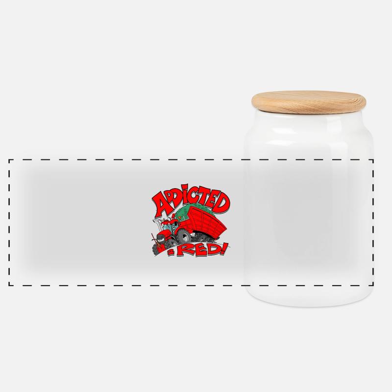 Addicted2RED - Panoramic Cookie Jar with Wooden Lid - white
