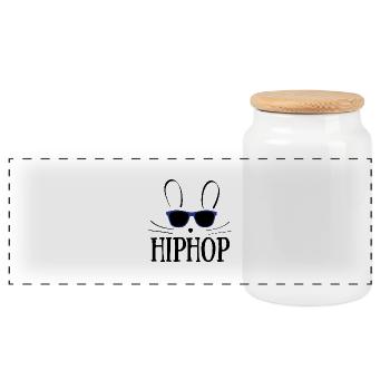 Pâques / Lapin de Pâques: Hip Hop - Boîte à biscuits avec couvercle en bois - blanc - Devant