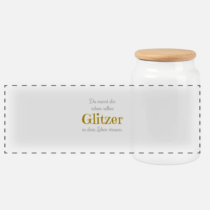 glitzer - Panorama Keksdose mit Holzdeckel - Weiß
