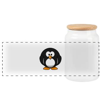penguin159 - Panoramic Cookie Jar with Wooden Lid - white - Front