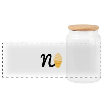 N+Ice = N🍦 - Fresh Festival & Party Motiv - Panorama Keksdose mit Holzdeckel - Weiß - Vorne