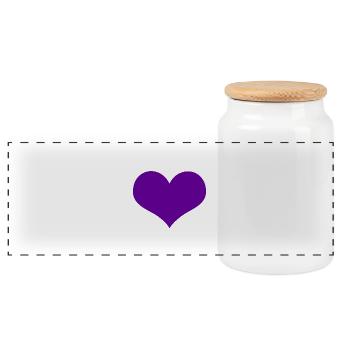 Purple heart - Panoramic Cookie Jar with Wooden Lid - white - Front