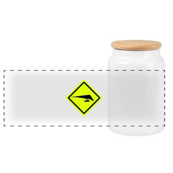 hang glider roadsign - Panorama Keksdose mit Holzdeckel - Weiß - Vorne