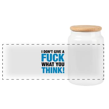 fuck_what_you_think_2c - Panorama Keksdose mit Holzdeckel - Weiß - Vorne