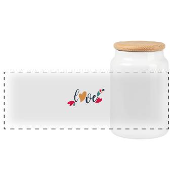love - Panorama Keksdose mit Holzdeckel - Weiß - Vorne