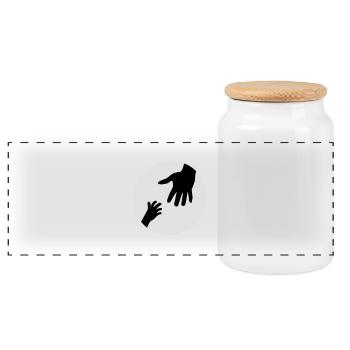 hands - Panoramic Cookie Jar with Wooden Lid - white - Front