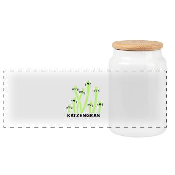 Katzengras 2 - Panorama Keksdose mit Holzdeckel - Weiß - Vorne
