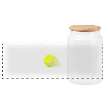 Tennis Ball Art - Panoramic Cookie Jar with Wooden Lid - white - Front