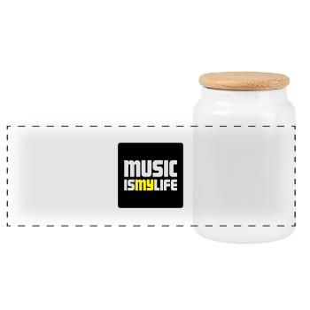 music i smy life - Panoramic Cookie Jar with Wooden Lid - white - Front