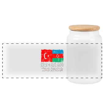 Türkiye Azerbaycan - Panorama Keksdose mit Holzdeckel - Weiß - Vorne