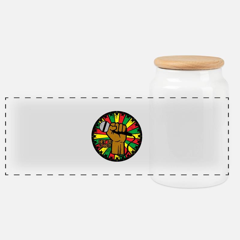 Reggae - Panorama Keksdose mit Holzdeckel - Weiß