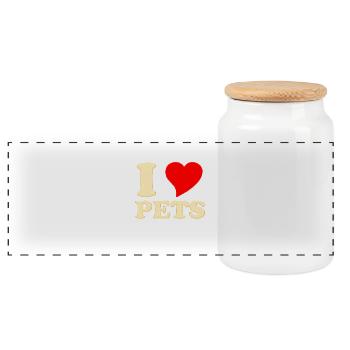I LOVE PETS GOLD 3D G1 - Panorama Keksdose mit Holzdeckel - Weiß - Vorne