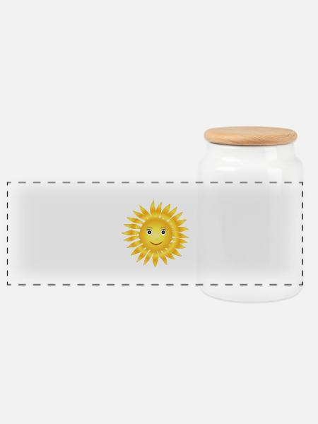 Sonne - Panorama Keksdose mit Holzdeckel - Weiß
