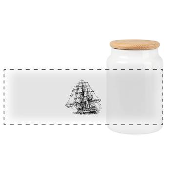 Schiff - Panorama Keksdose mit Holzdeckel - Weiß - Vorne